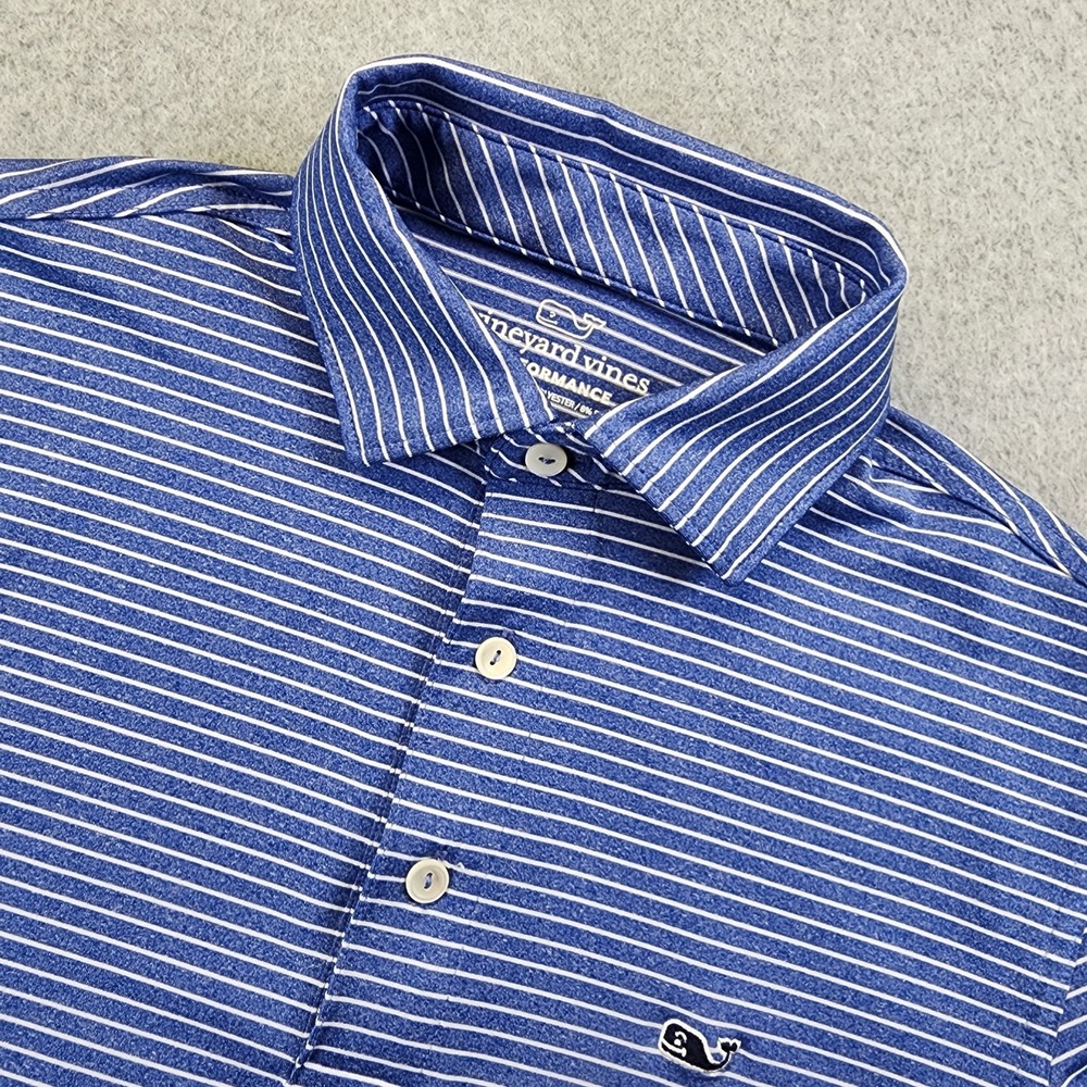 Vineyard Vines Performance Polo Shirt Mens XS Blue Striped Short Sleeve